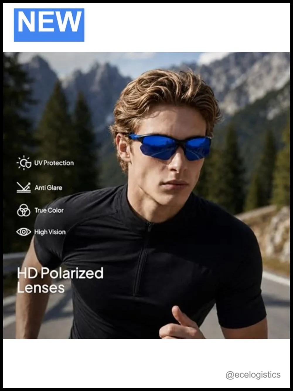 3 Pack Polarized Sports Sunglasses Half Frame UV Protection Running Cycling